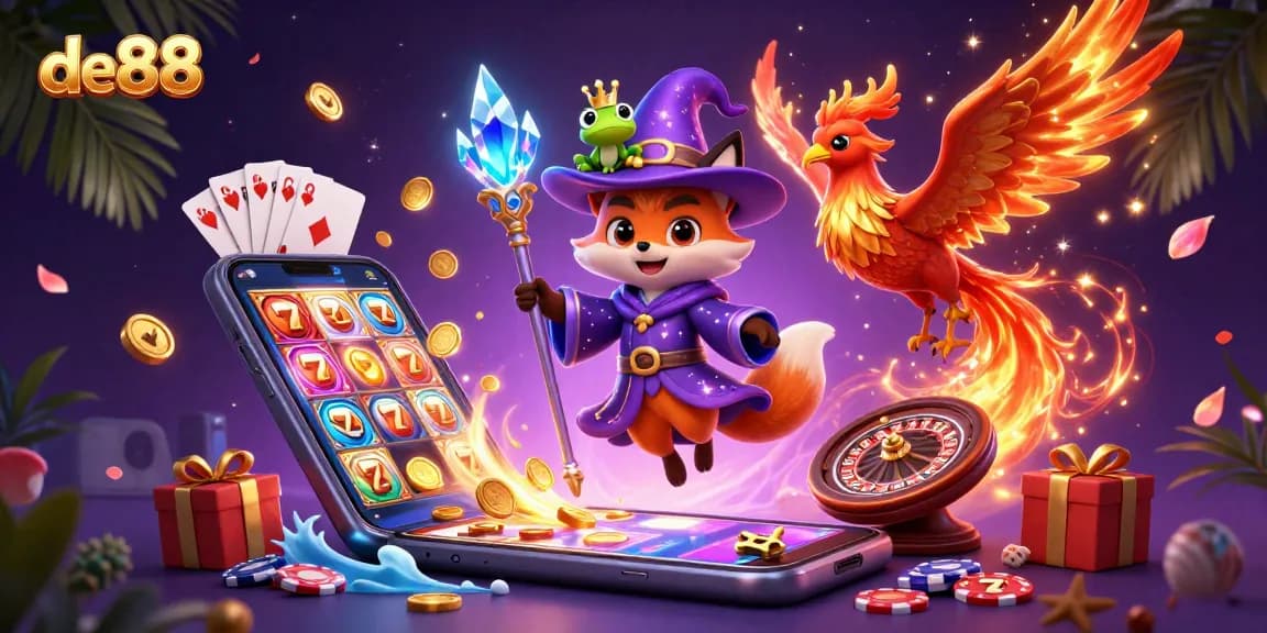 Experience the thrill of de88 with a mystical wizard fox, phoenix, and dynamic casino games.