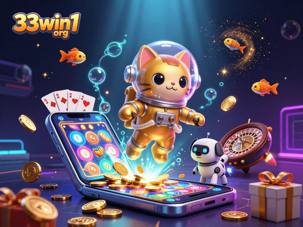 Engage with the energetic slots and games experience at 33win1 org featuring vibrant 3D illustrations.