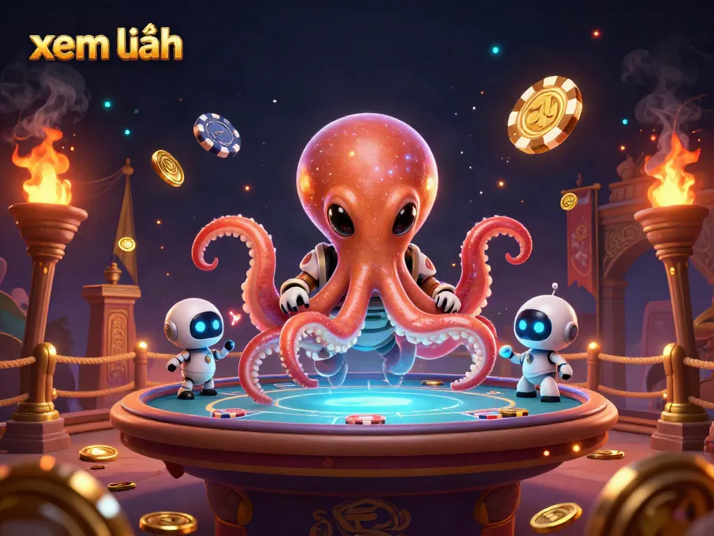 Engage with the gambling universe at Go88: Alien octopus deals poker at a cosmic table.