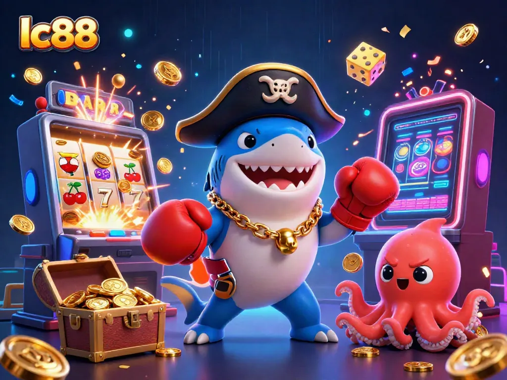 Engaging lc88 online casino scene featuring animated characters and slot machine excitement.