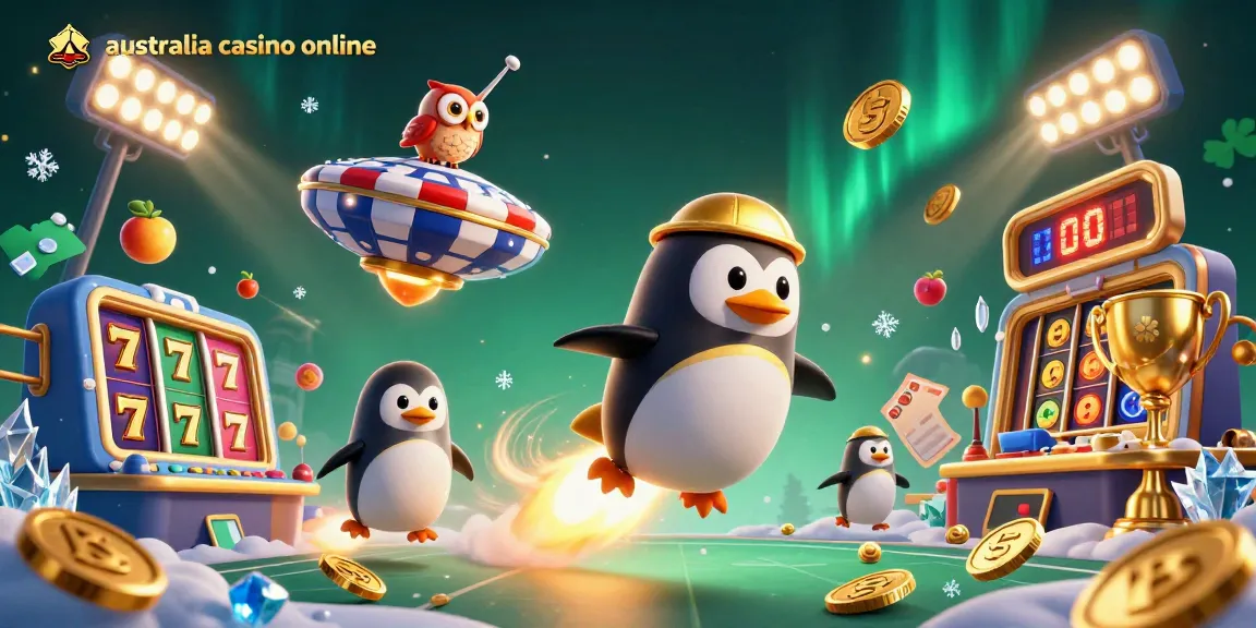Play and win at australia casino online with golden penguin and vibrant slot visuals.