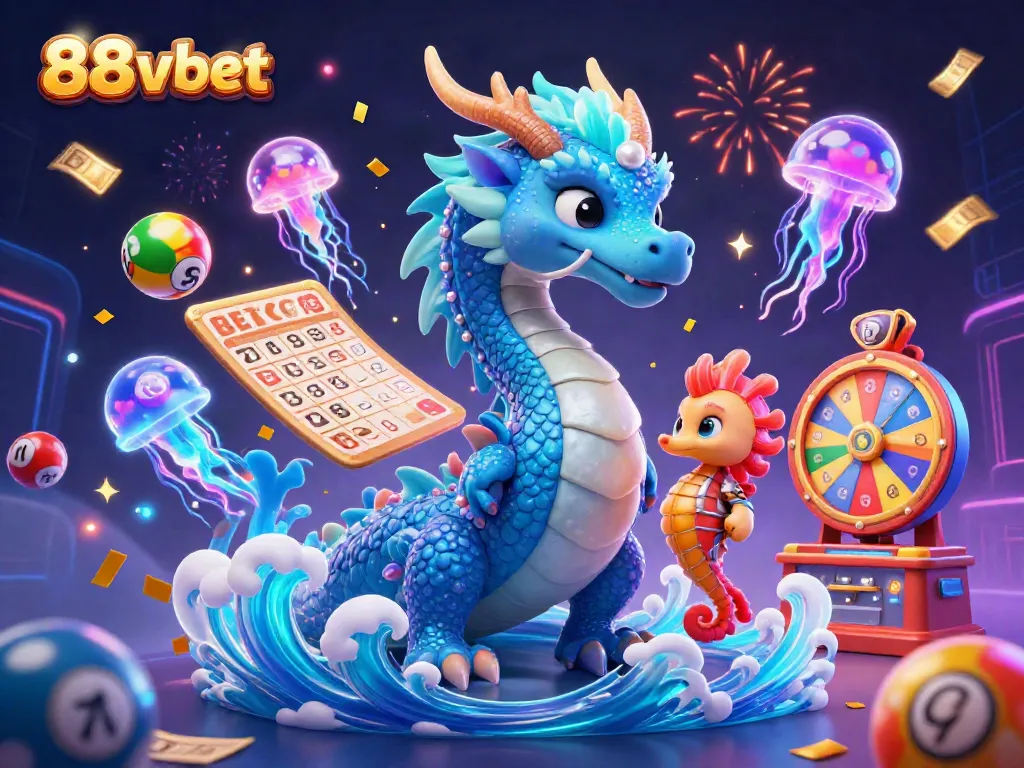 Engage with the vibrant world of 88vbet, featuring colorful casino elements and exciting characters in a dynamic 3D illustration.